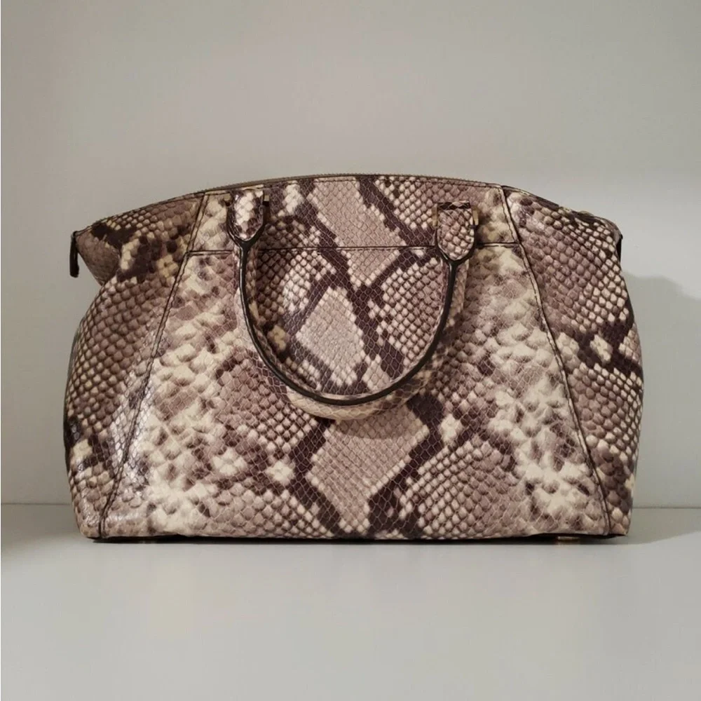 Michael Kors Embossed Python Print Riley Satchel Bag - Picture 3 of 14